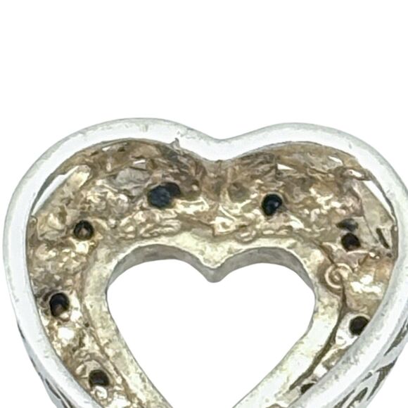 Vintage Sterling Silver 925 Crystal Heart Pendant - Picture 4 of 7